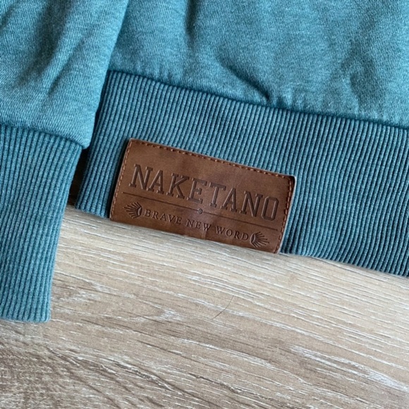 Naketano hoodie pullover cowl neck owl detail leather patches medium - Picture 8 of 14